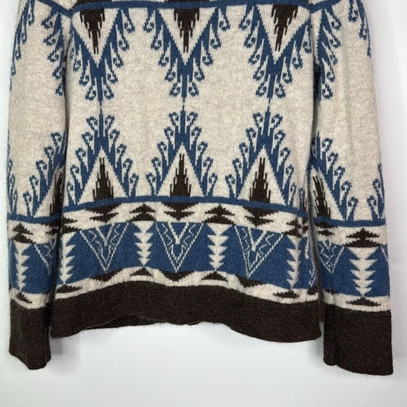 Pendleton Alpaca Wool Full Zip Sweater Size Small Petite Blue White - Picture 6 of 9